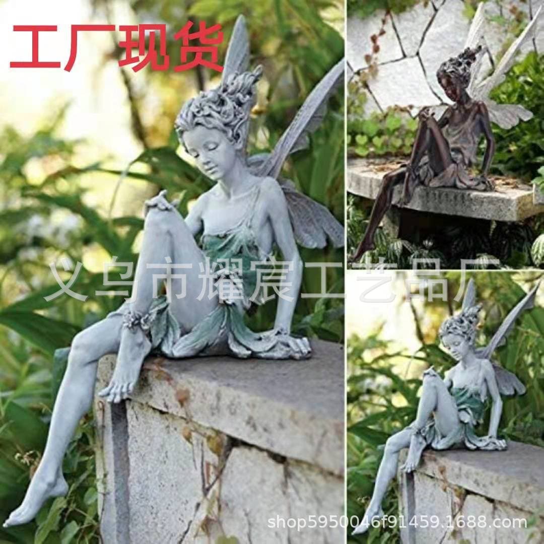 Fairy Statue Cross-border Trade Resin Craft Flower Fairy Garden Ornament Turek Sitting Elf Statue
