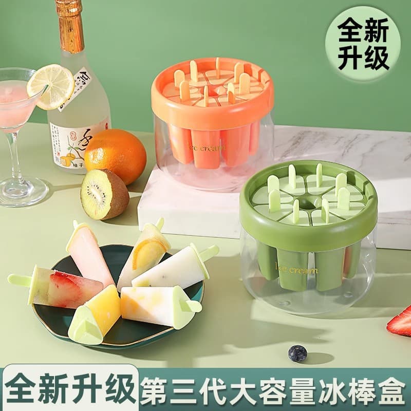 Food-grade popsicle molds for home use with lids. A handy tool for making popsicles, frozen ice cubes, and homemade ice cream.