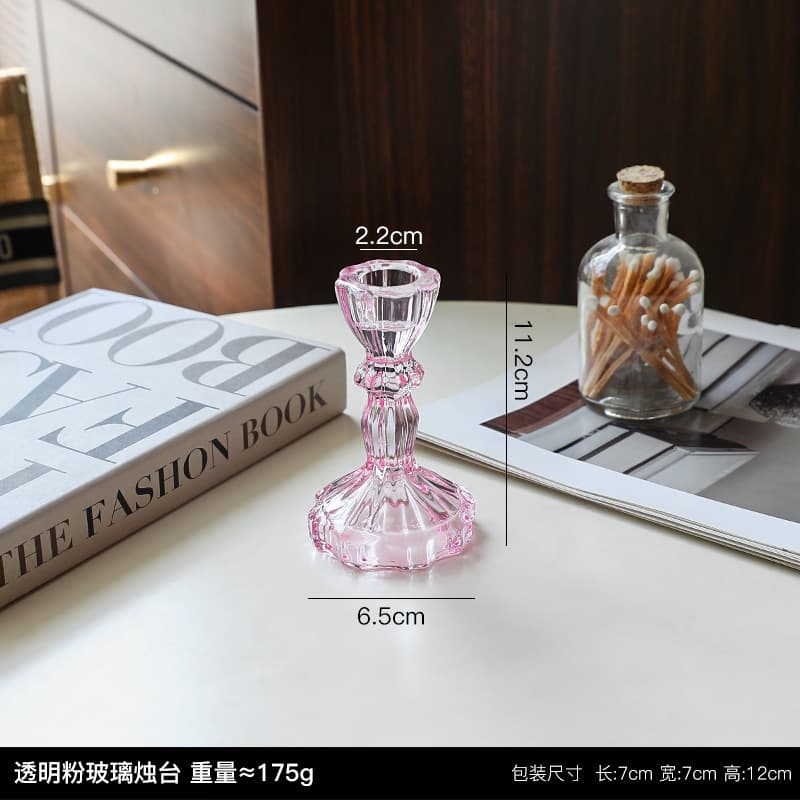 Nordic Ins-Style Simple Pink Glass Candle Holder Decoration for Home Room Decoration Model House Romantic Restaurant Homestay