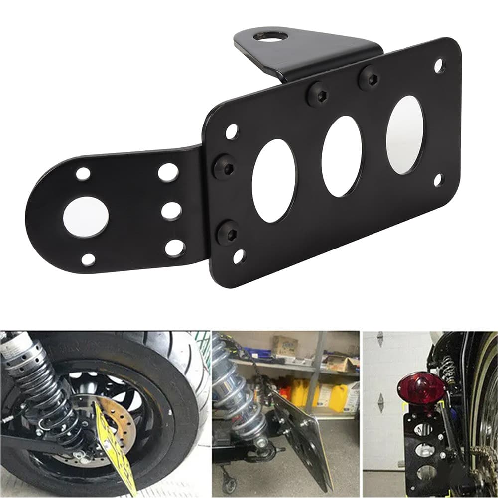 Motorcycle accessories aluminum alloy side direction tail light license plate bracket cool black motorcycle modified retro license plate bracket