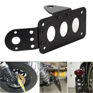 Motorcycle Accessories Aluminum Alloy Side Direction Tail Light License Plate Bracket Cool Black Motorcycle Modified Retro License Plate Holder
