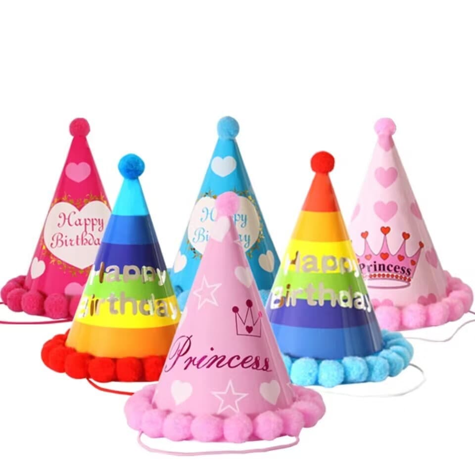 Factory Wholesale Birthday Supplies Birthday Hat Party Decoration Hat White Cardstock Hat Birthday Decoration Supplies