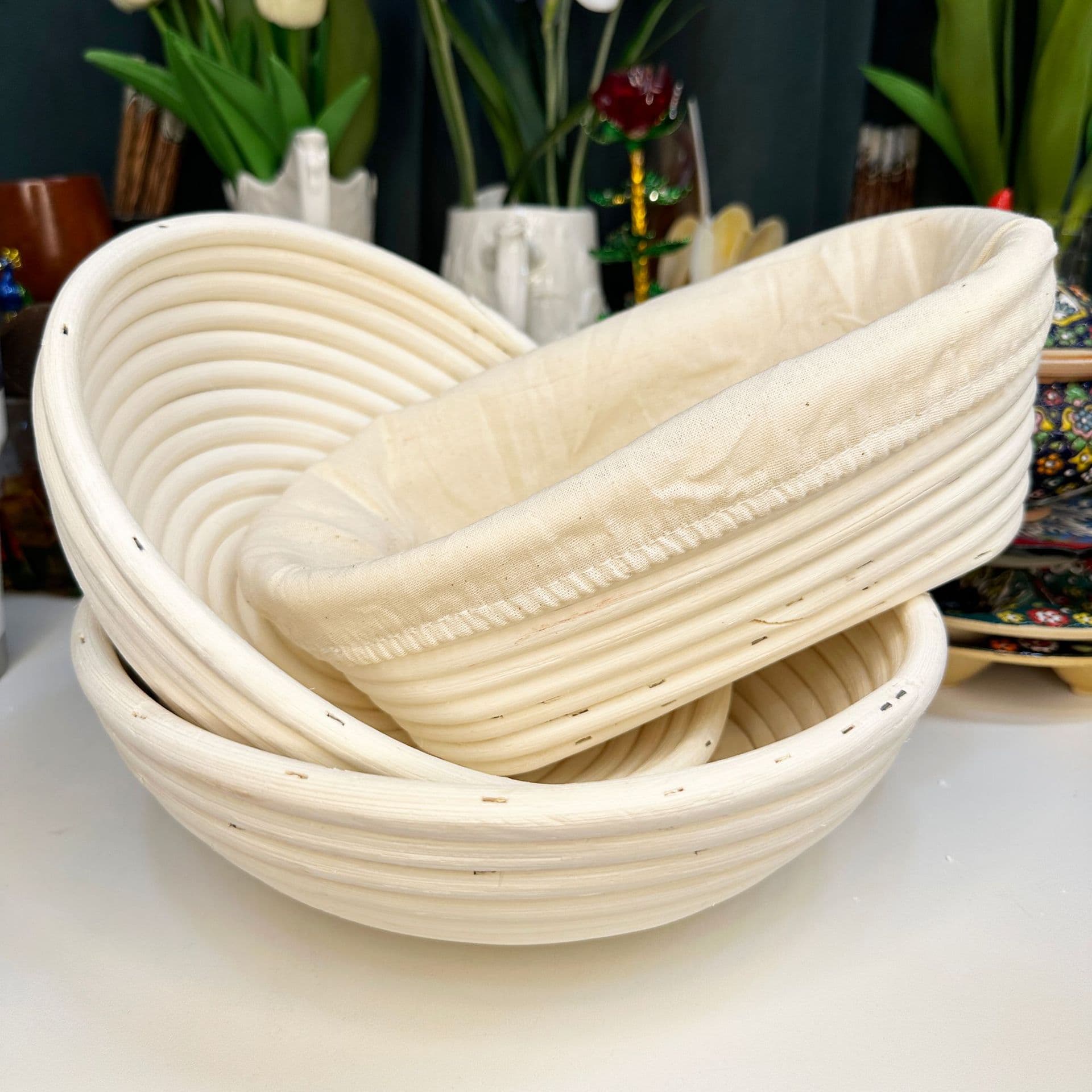 Bread Proofing Basket, Dough Rising Tool, Home Baking Accessory, Rattan Basket, European-style Dough Cloth, Blue Mold