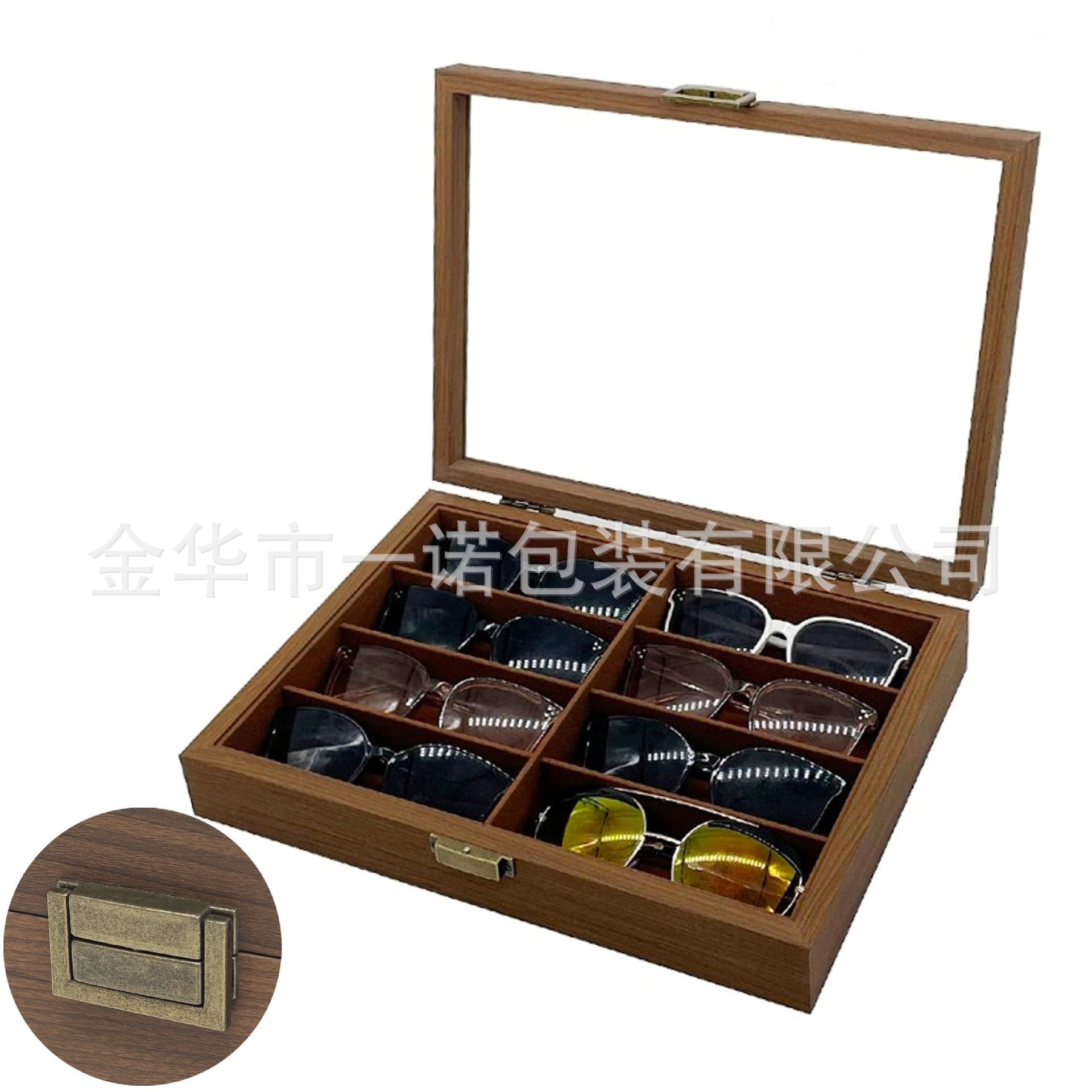 [Retro Version] 8-bit black walnut wooden glasses storage collection display box 8-bit sunglasses sunglasses storage box