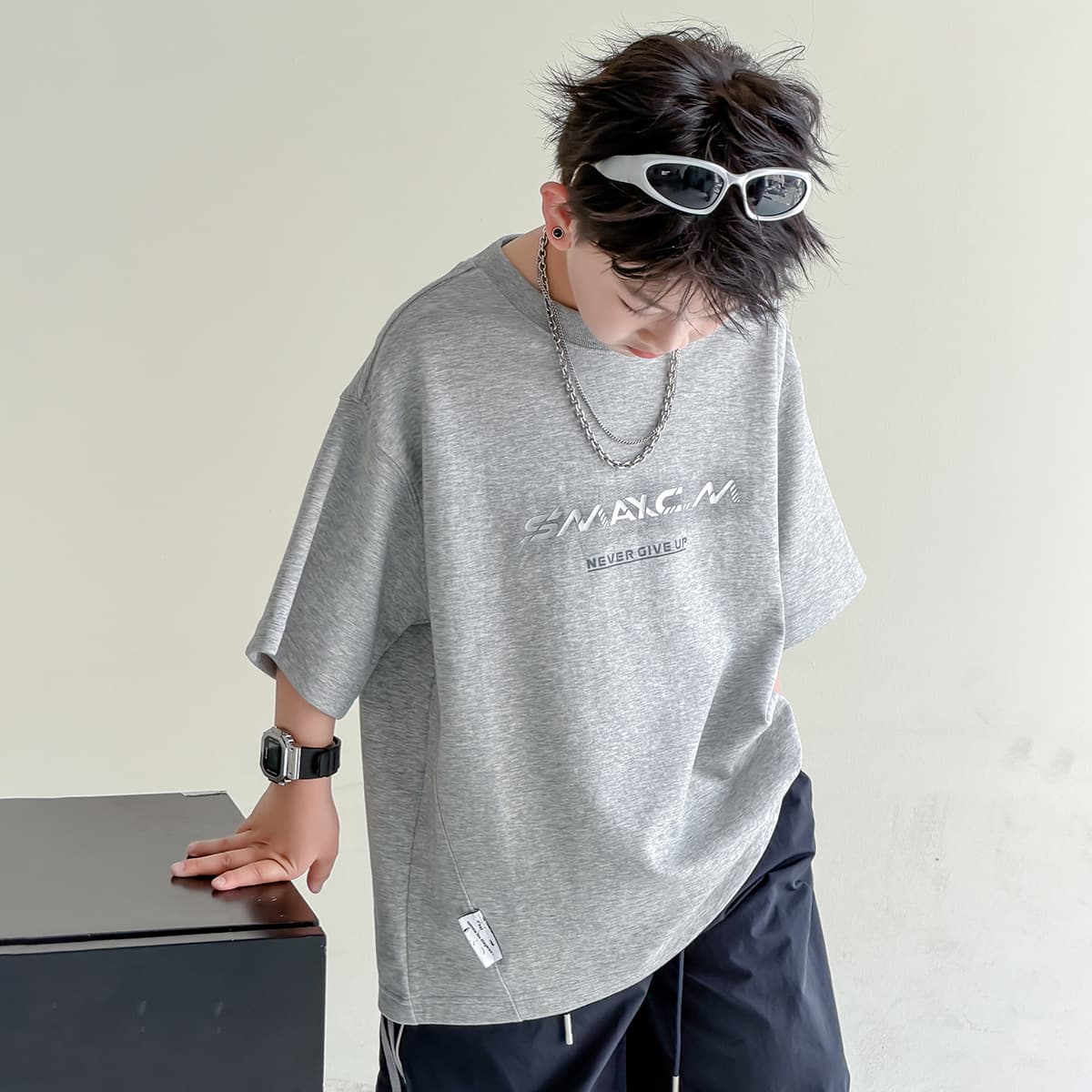Boys Summer T-Shirt 2026 New Style Children's Short Sleeve Cool Trendy Top for Middle and Older Boys Base Layer Tee