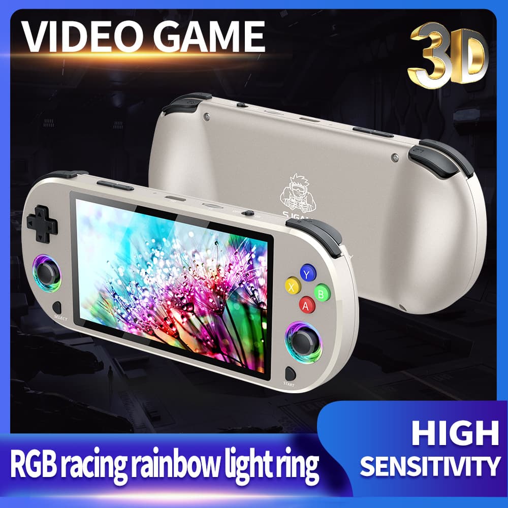 M22PRO Handheld Game Console 5-inch HD PSP Rainbow Light Effect Retro PS1 Home Game Console