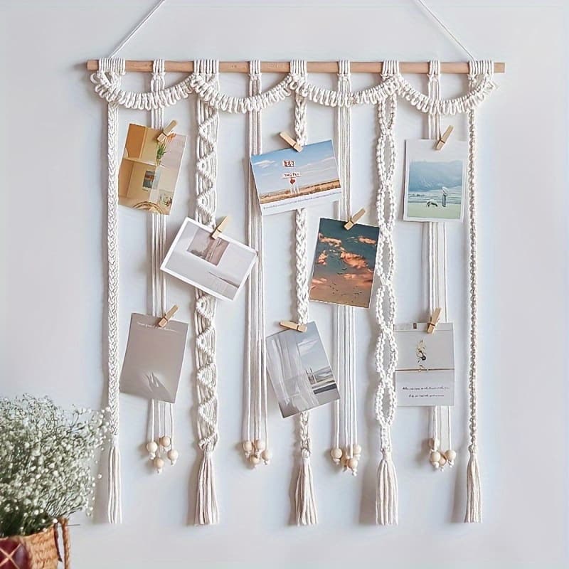 Cross-Border Nordic Style Woven Photo Wall Tapestry Hair Clip Storage Wall Decoration Background Wall Bohemian Hanging Ornament
