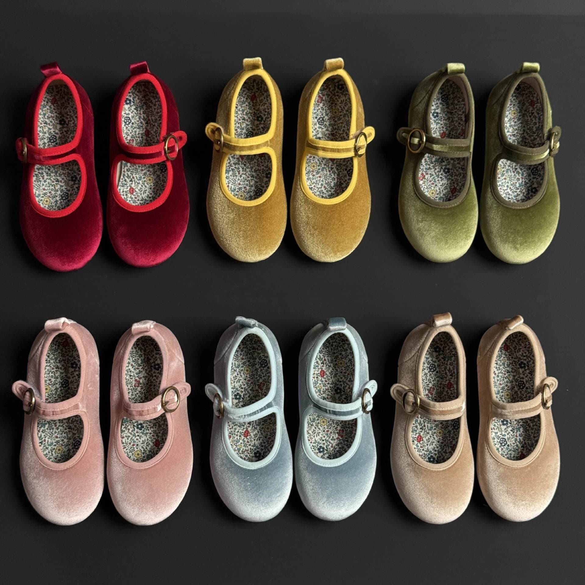 Little Summer Girls' Spring Autumn Velvet Baby Princess Shoes Retro Floral Granny Shoes