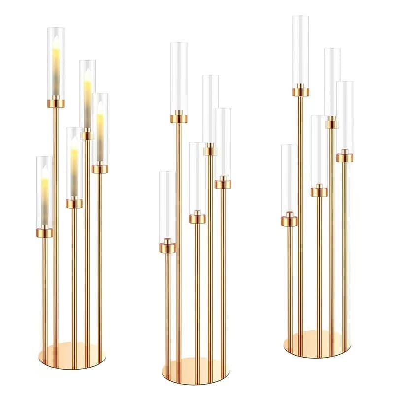 New cross-border light luxury golden candlestick table decoration ornaments wedding party hotel road guide creative home furnishings