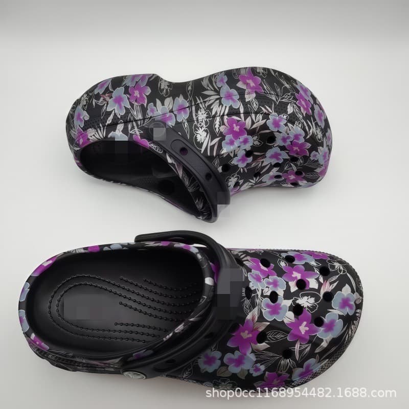 2025 Summer New Bella Print Perforated Shoes Women's Thick-Soled Anti-Slip Lightweight Floral Print Multi-Color