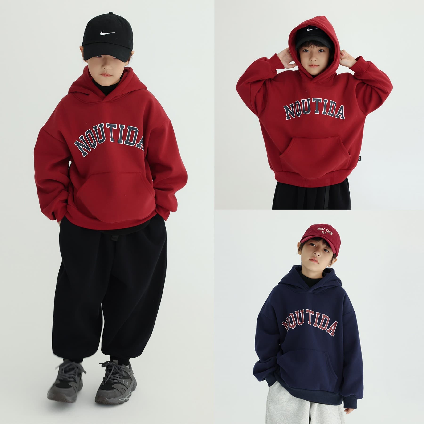 2025 Winter New Children's Fashionable New Year Red Thick Warm Top, Unisex One-Piece Fleece Hoodie for Older Kids