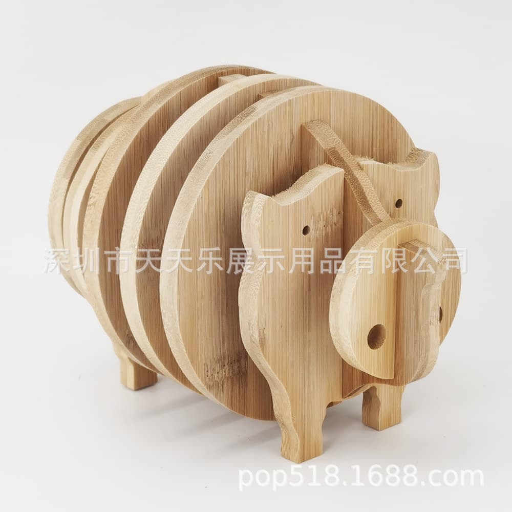 Bamboo Placemat Cartoon Heat Insulation Mat Creative Waterproof and Oil-Proof Table Mat Decorative Ornament Home Use Bowl Mat Cup Mat