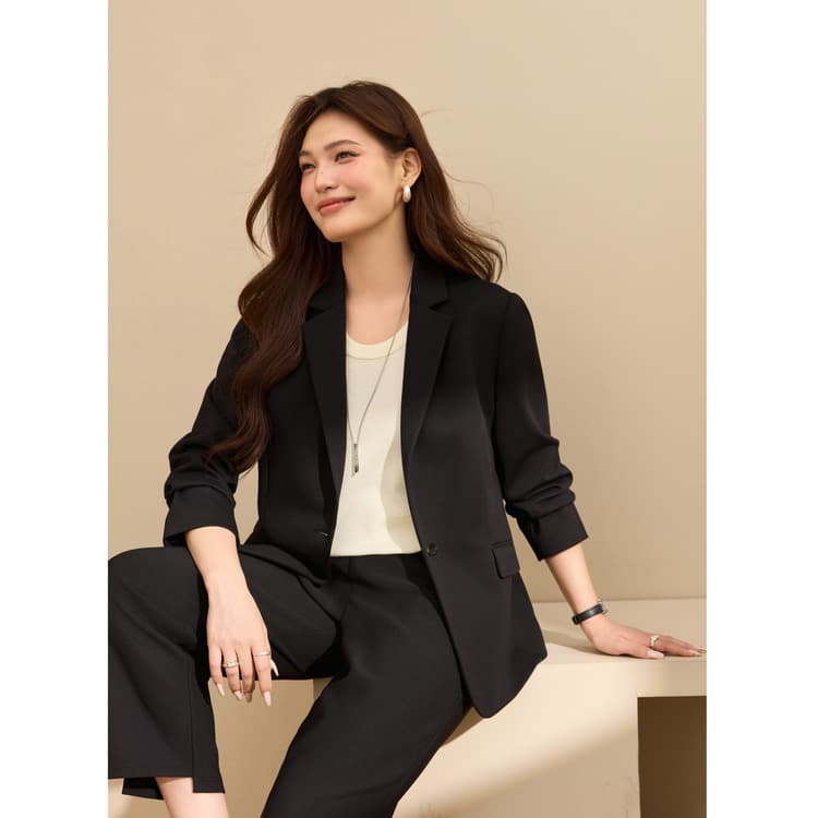 【Lapel Blazer】Xian Li Xiu Plus Size Women's Clothing Commuter Intellectual Slimming Coat for Curvy Girls 2025 Autumn New Arrival
