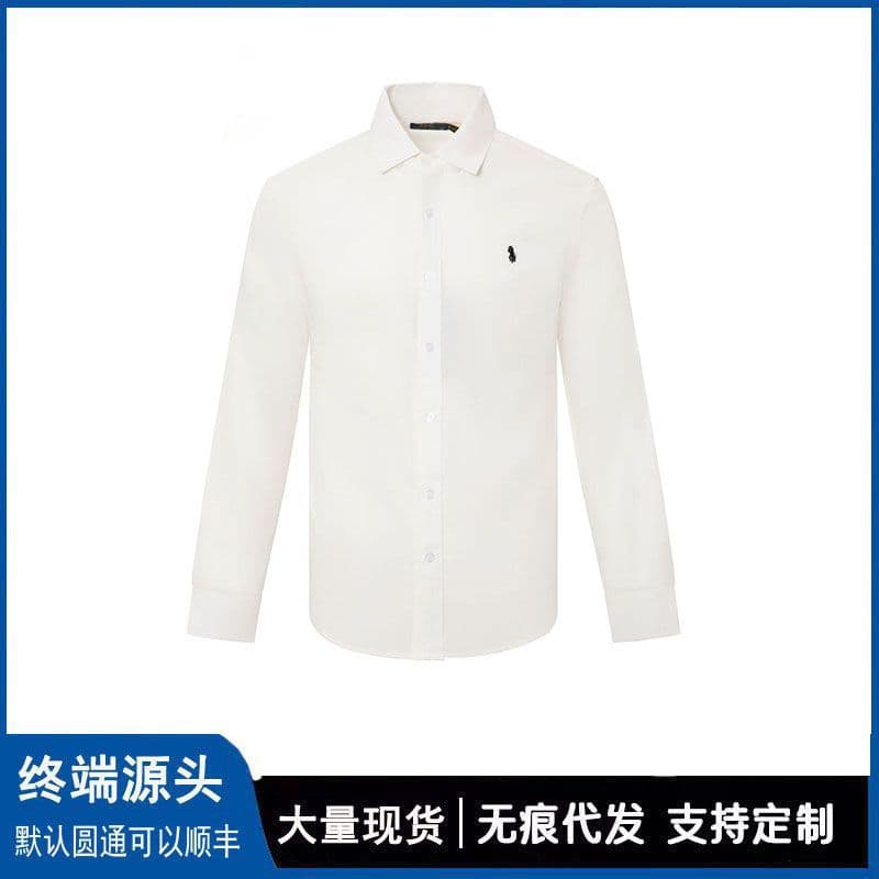 RL Ralph Lauren Polo Pony Logo Spring Autumn Classic Shirt Men's Embroidered Cotton Couple Top Youth Long Sleeve Shirt