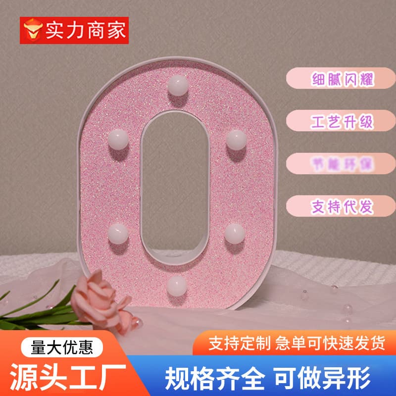 Happy Birthday Letter Pink Light Sign LED Wedding Decoration English Number Creative Lighting