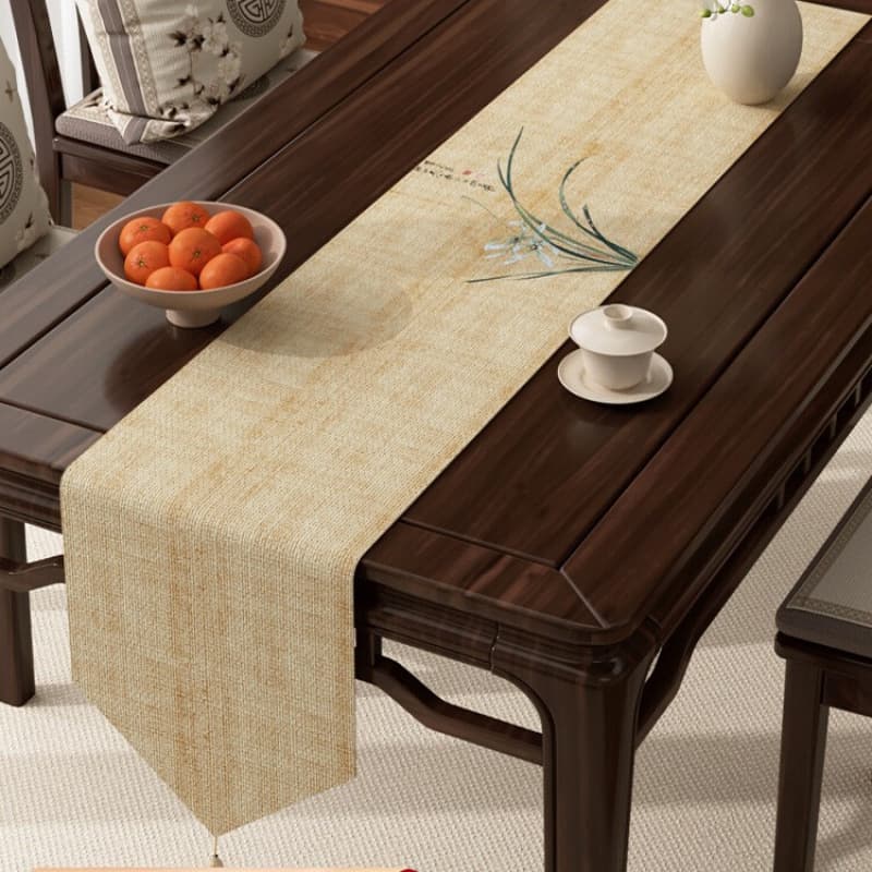 New Chinese Zen Table Runner for Living Room, Red Wood Tea Table, Tea Runner, Tea Table Cover, Premium Feel