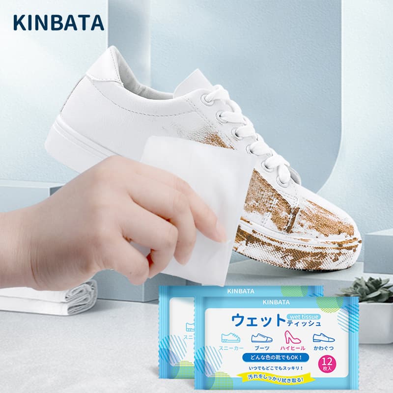 Japanese Kinbata White Sneaker Cleaning Wipes, Waterless Stain Remover for Athletic Shoes