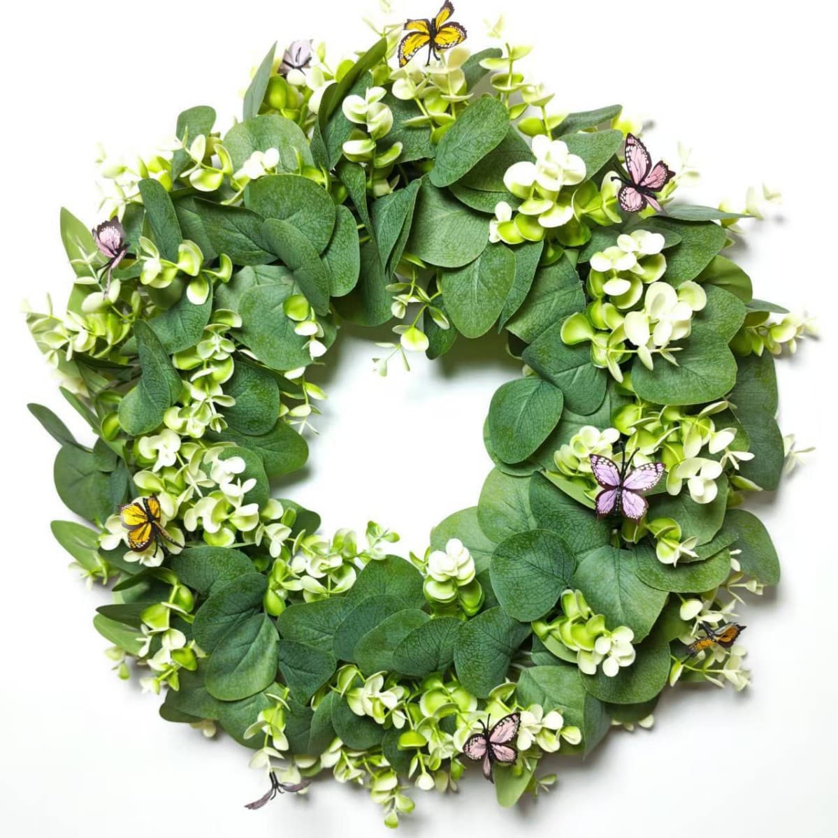 Factory Direct Artificial Flower Wreath Cross Rose Eucalyptus Wedding Hotel Decoration Props Fake Flowers Plants