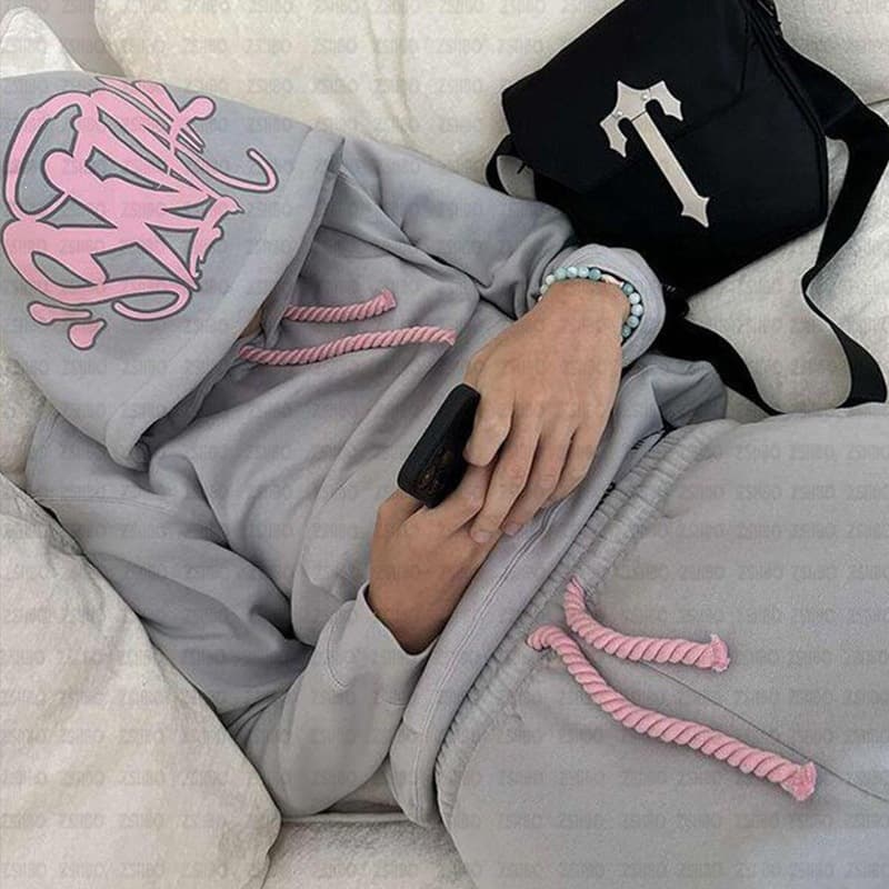 Autumn Winter Fashion Street Brand Printed Loose Sweatshirt Y2K Hip Hop Streetwear Men Women Pullover Casual Set