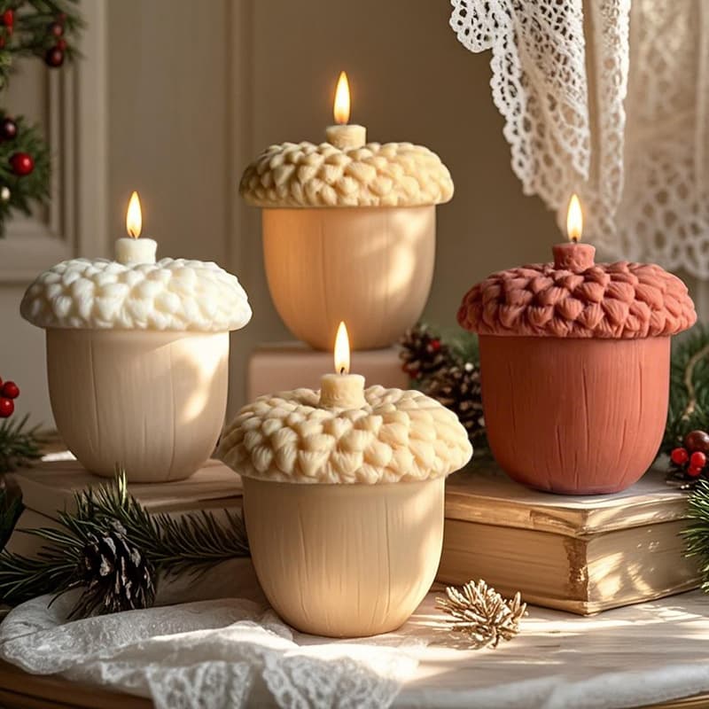 Renshan Christmas pine cone scented candle silicone mold DIY pine cone glue plaster diffuser stone ornament mold