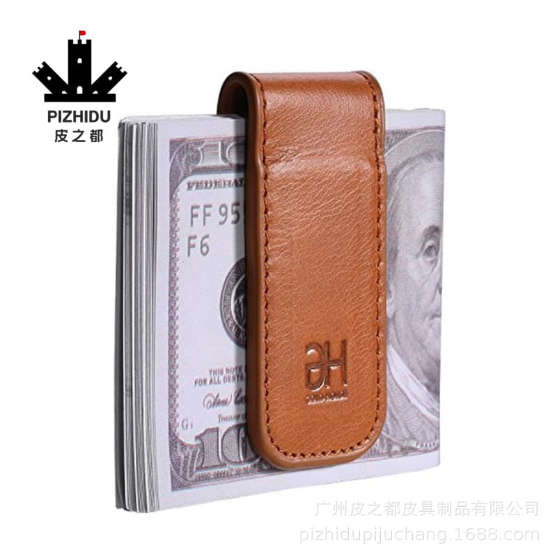 Amazon New Men's Genuine Leather Money Clip Mini Portable Multifunctional Creative Magnetic Dollar Clip