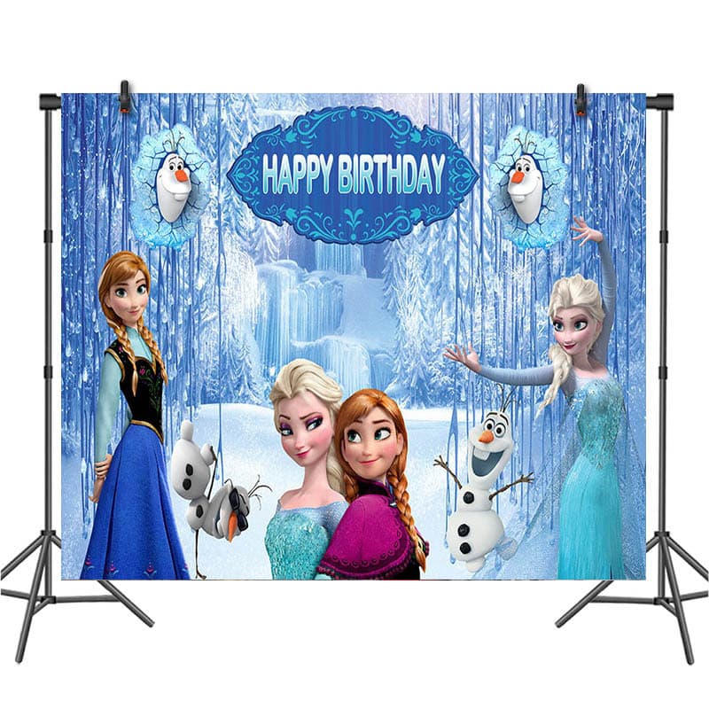 Amazon New Frozen Elsa Princess Cartoon Kids Birthday Party Baby Photography Backdrop