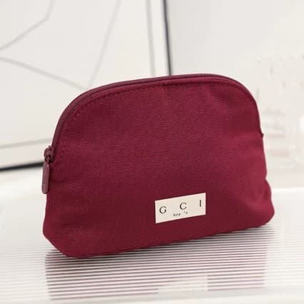 Gujia Wine Red Horizontal Striped New Shell-Shaped Fashion Makeup Bag Lipstick Gift Bag