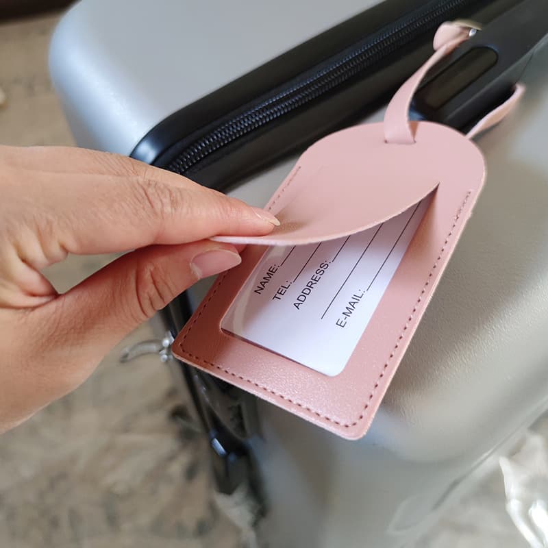 Business Trip Luggage Tag Anti-Lost Label with Signature Identification Travel Suitcase Tag Check-In Boarding Leather PU Luggage Tag