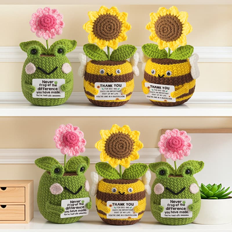 Amazon's Best-Selling Crochet Dolls, Handmade Yarn Plant Flower Pots, Knitted Bees and Frogs, Creative Flower Pots
