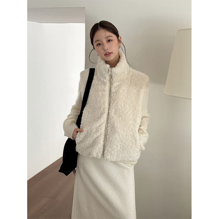 TG Reversible Plush Warm Premium Stand Collar Down Vest Jacket for Women 2025 Winter New 25991