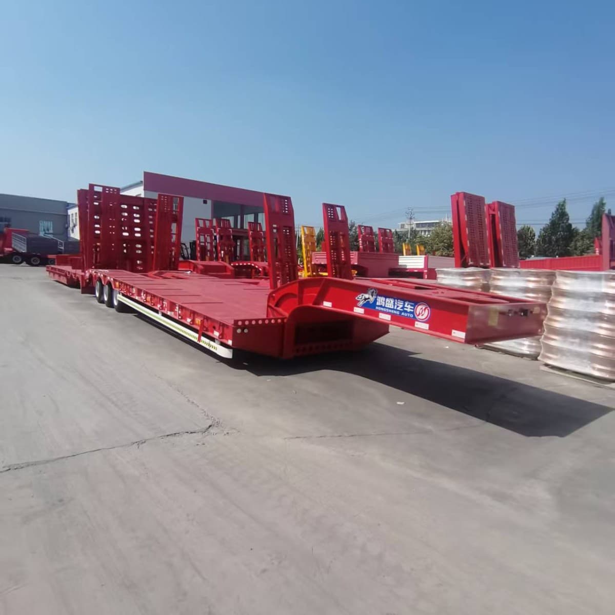 12m Lowbed Semi-Trailer Engineering Machinery Transportation Semi-Trailer Hook Machine Board Trailer Export Price to Foreign Countries