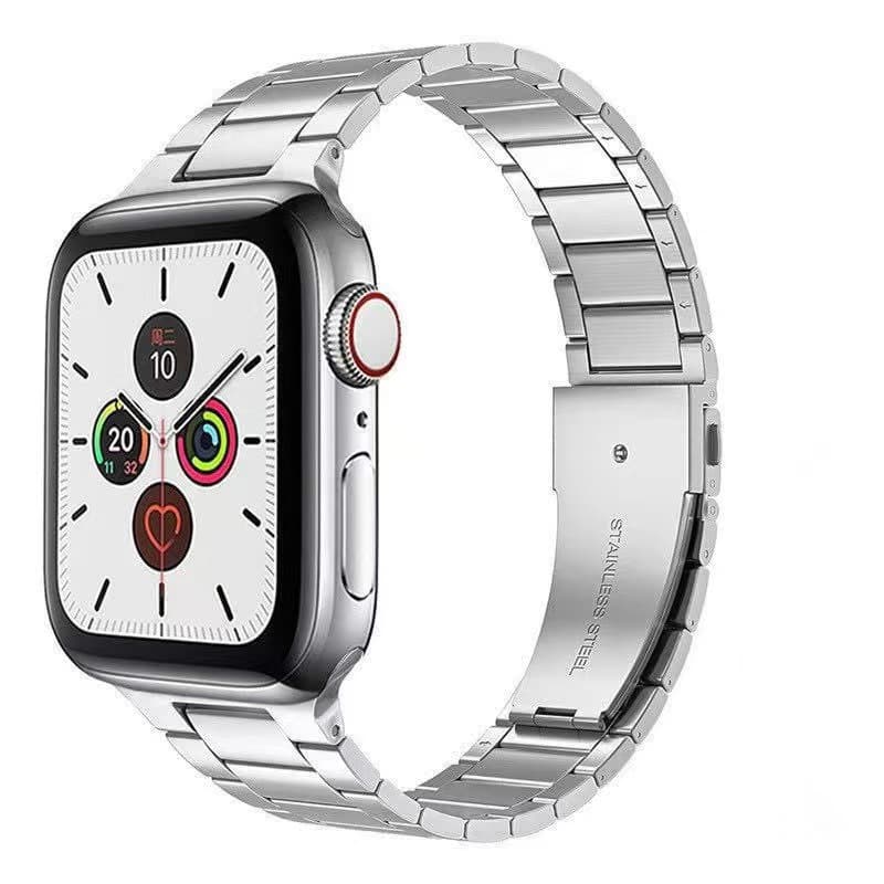 Slim Stainless Steel Three-Link Metal Band for Apple Watch iWatch 7/6/SE