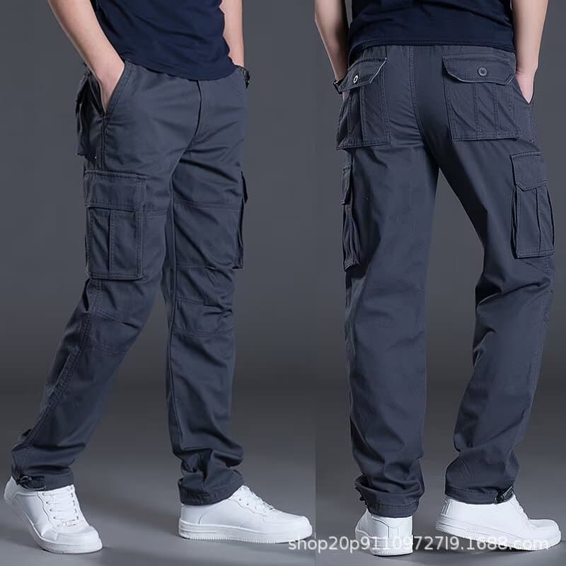 Cross-border Trade Autumn Men's Pants Multi-pocket Cargo Pants Loose Straight Leg Pants Outdoor Work Plus Size Casual Pants
