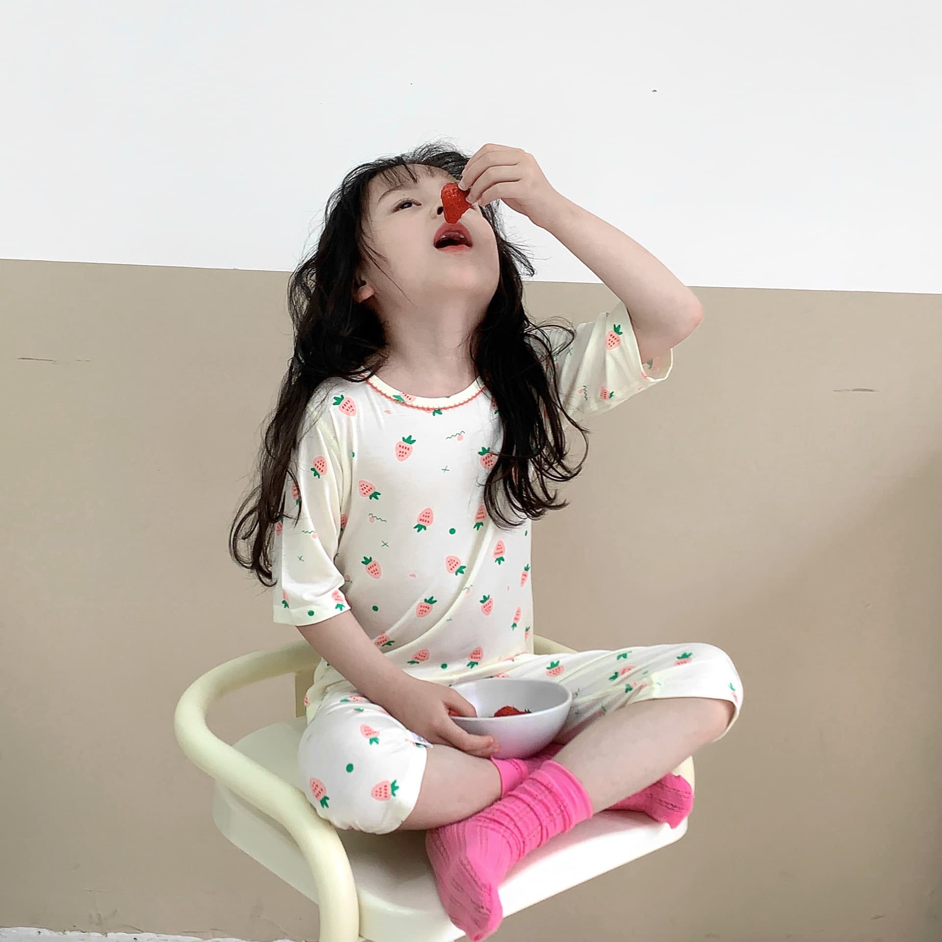 [Custom] Kids' Pajamas Summer Boys' Lightweight Breathable Air-Conditioning Wear Girls' Three-Quarter Sleeve Lace Homewear Set