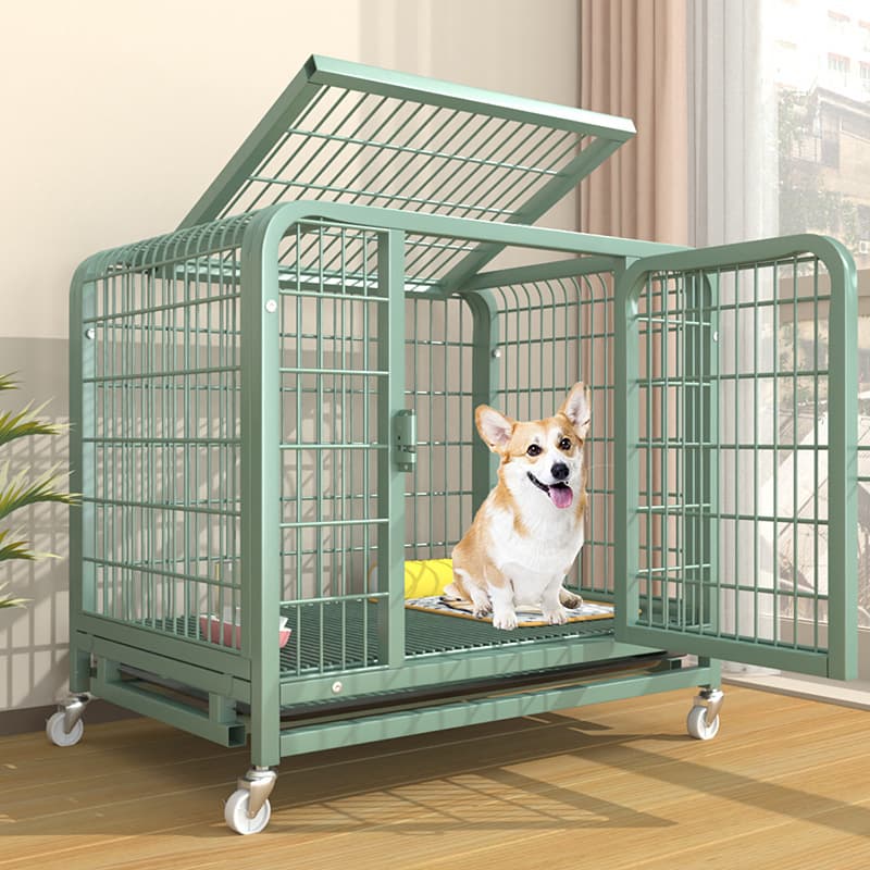 New Extra Thick Square Tube Dog Cage for Small Dogs with Tray, Indoor Pet House, Kennel, Iron Cage