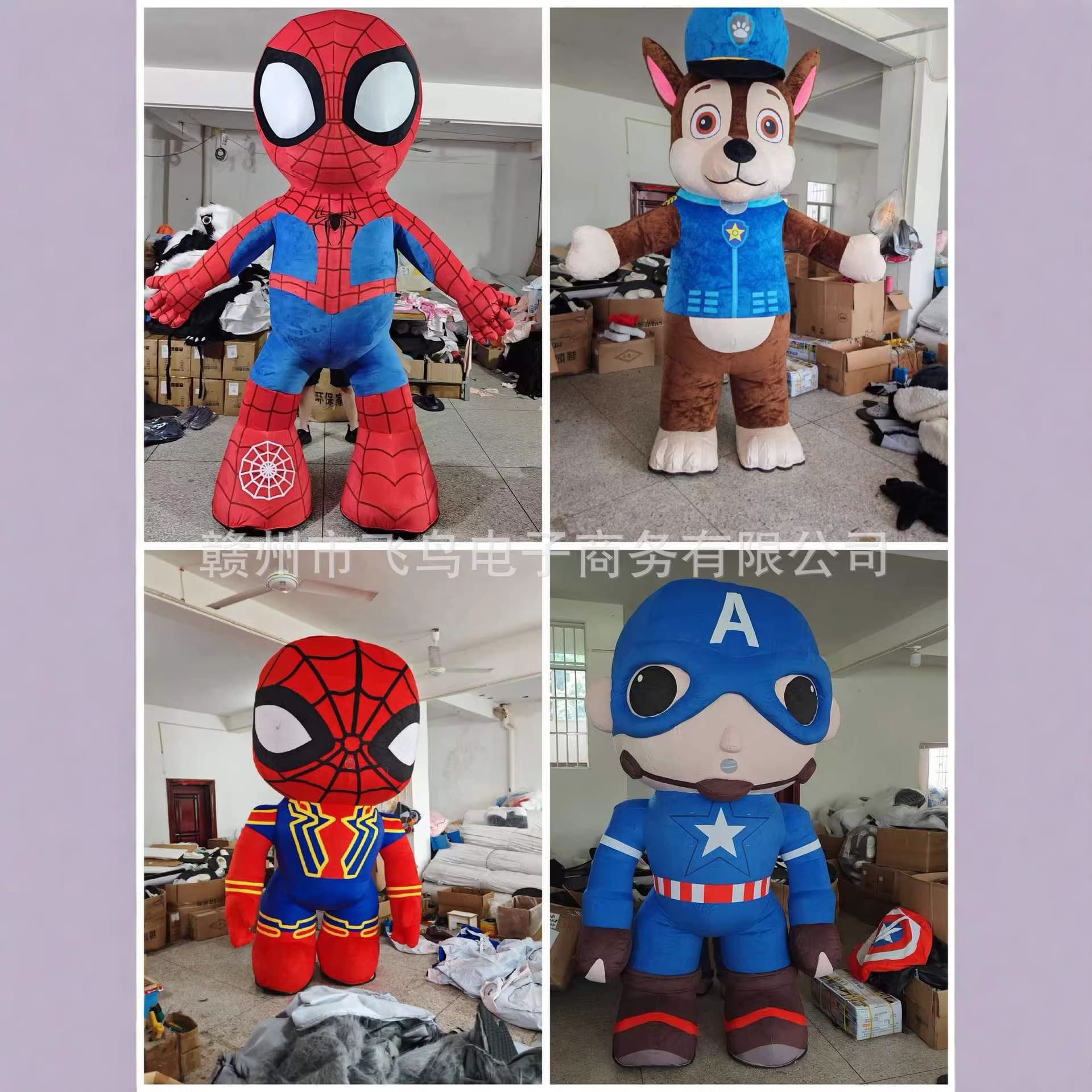 Inflatable Spider-Man Cartoon Mascot Costume, Captain America Plush Suit, Dog Inflatable Costume, Big Bad Wolf Cross-Border Costume