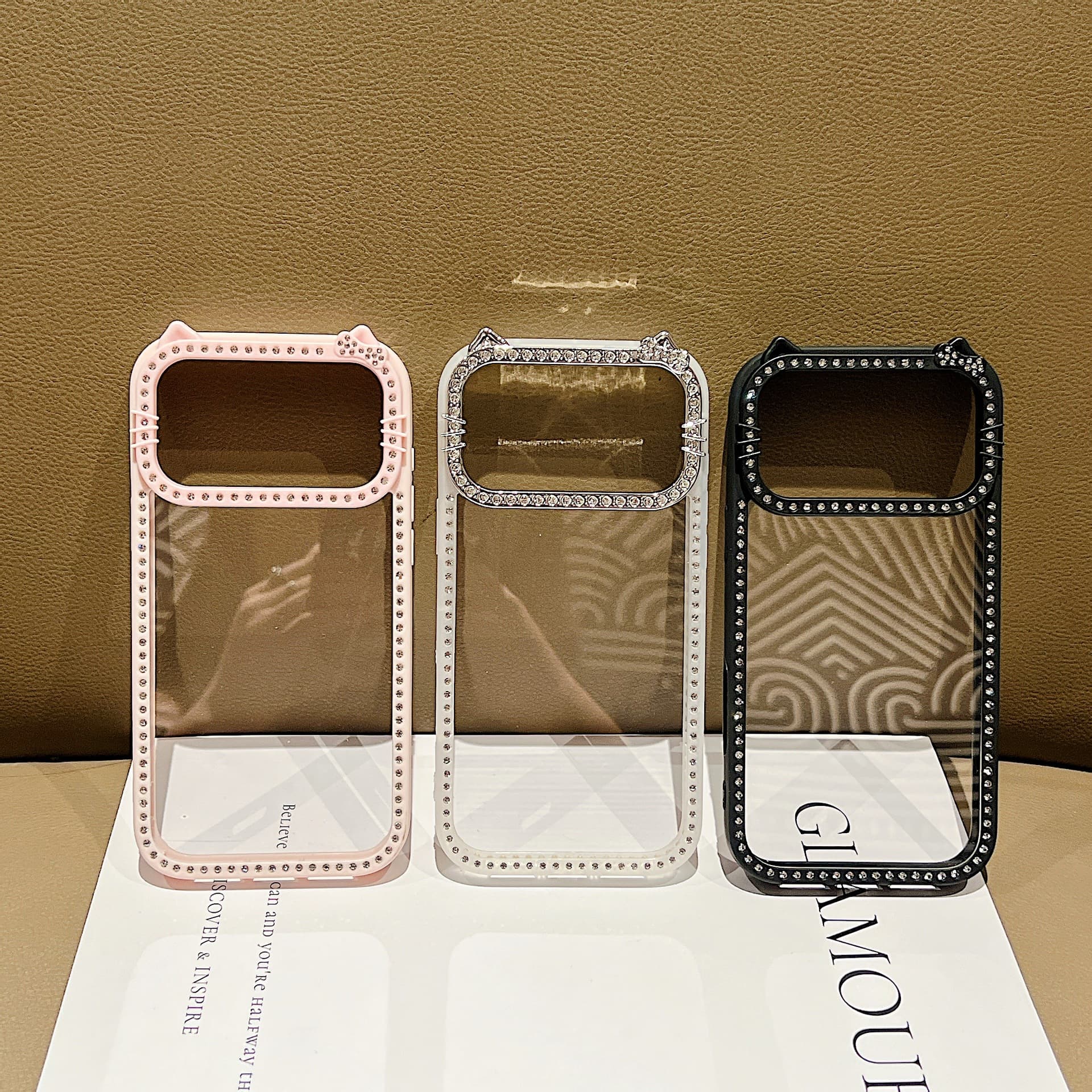 Suitable for iphone17promax double-sided star diamond cat ear shell Apple 16PM cat star double-sided diamond phone case