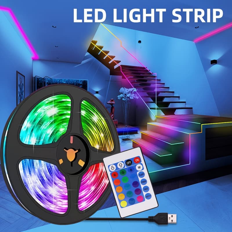 2026 New Cross-border Drop Shipping Power Neon Strip Light 24-key Remote Multi-color and White Modes