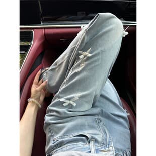 Butterfly Ripped Design Jeans for Women, 2026 New Summer Thin Style, Plus Size Loose Straight High-Waist Wide-Leg Long Pants