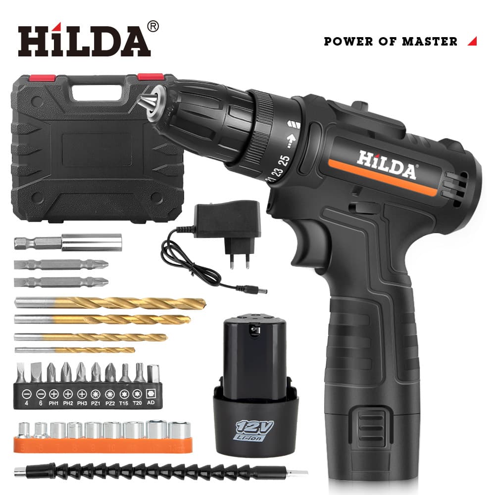 Cross-border exclusive supply 12V home wireless dual-speed flashlight drill electric screwdriver rechargeable pistol drill factory direct shipping
