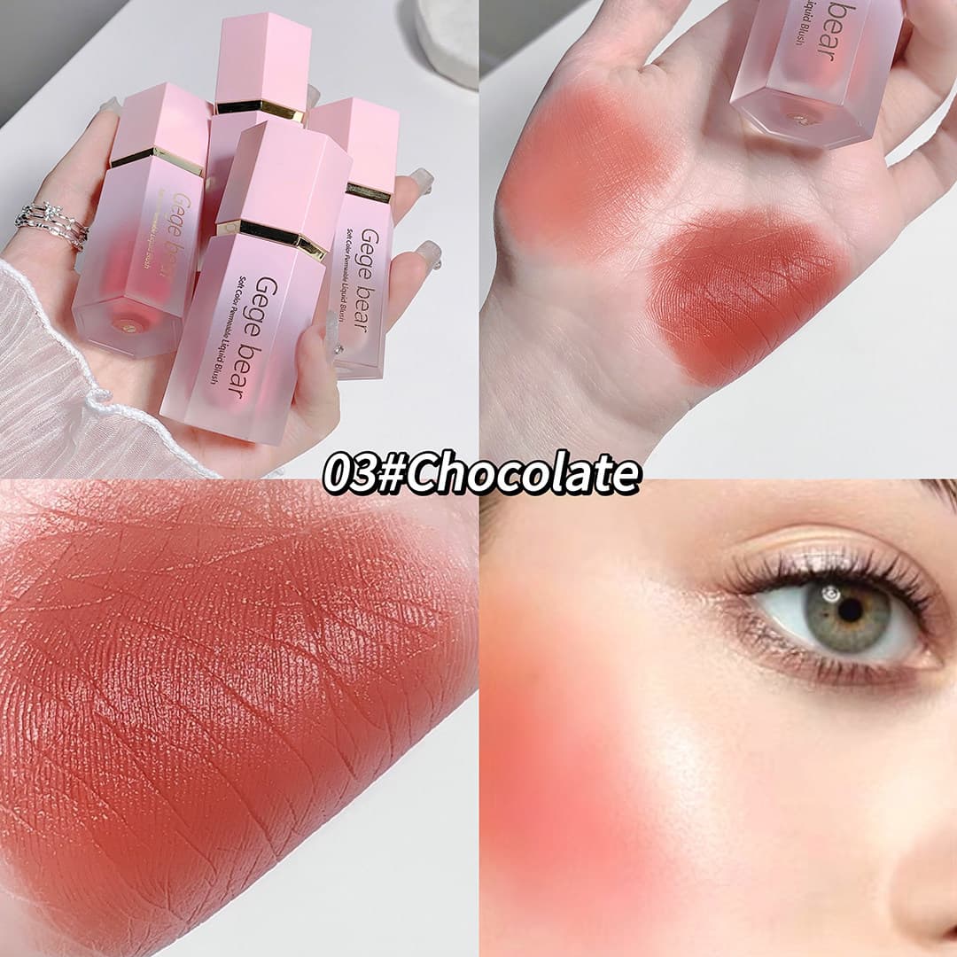 Super soft~~ Lazy liquid blush with cushion, brightens and evens skin tone, gray-pink, orange-pink, rouge pink, sunburn pink