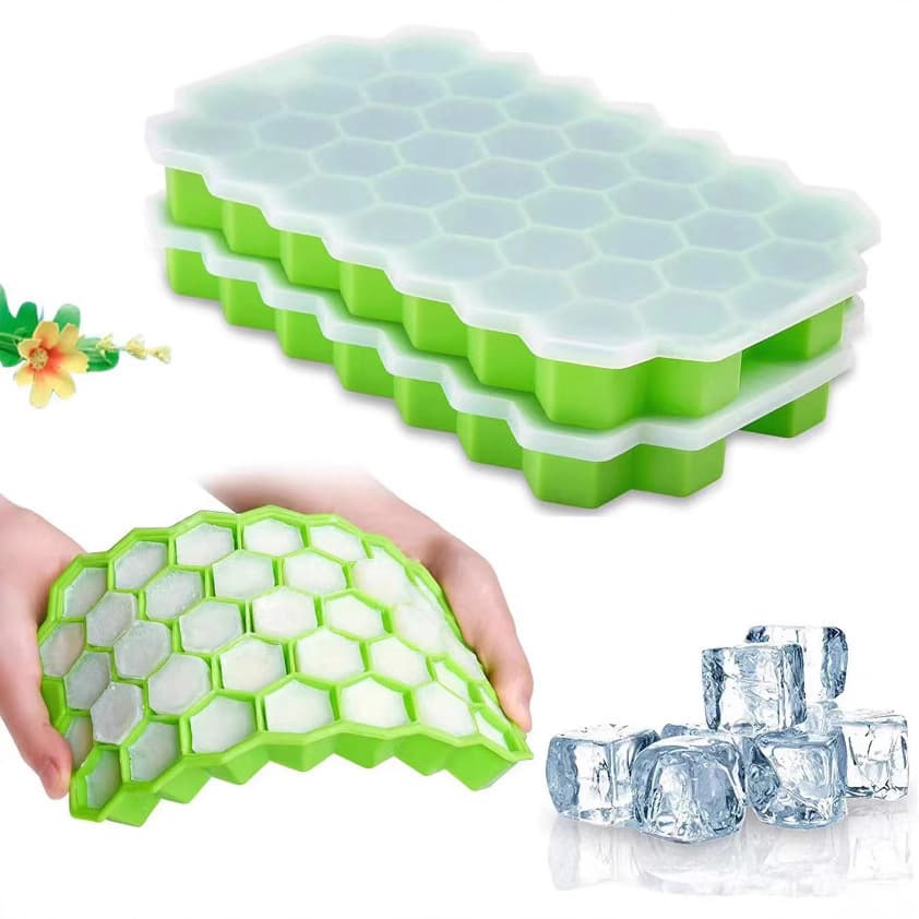 Silicone Ice Cube Tray 37-Cell Honeycomb Silicone Ice Cube Maker with Lid Household Ice Press Mold