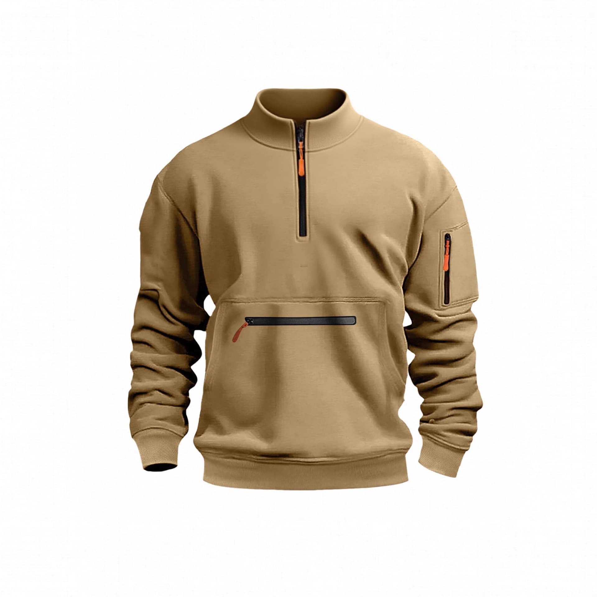 Men's New Style Hoodie Amazon Best Seller Stand Collar Zipper Casual Fleece Long Sleeve Sweatshirt