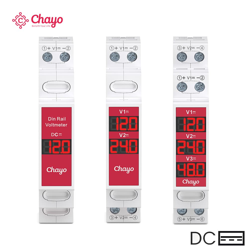 DC Digital Display Three-Channel Voltmeter DC11-310V Single/Dual/Three-Channel Rail-Mounted Meter Export Special Chayo
