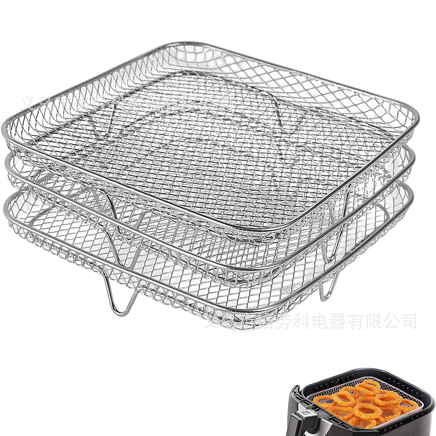 Air Fryer three-layer stacking net suitable for oven, stainless steel dehydration rack, NINJA Foodi accessory