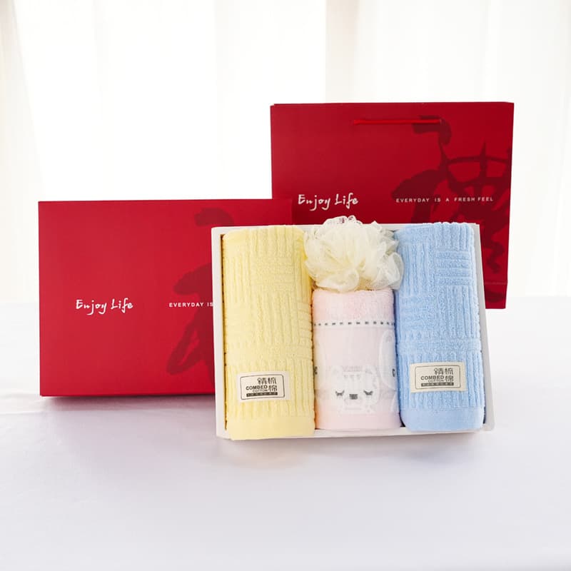 Pure Cotton Towel Gift Set: Children's Parent-Child Set, Business Employee Benefits, Wedding Favors, Souvenir with Custom Embroidery
