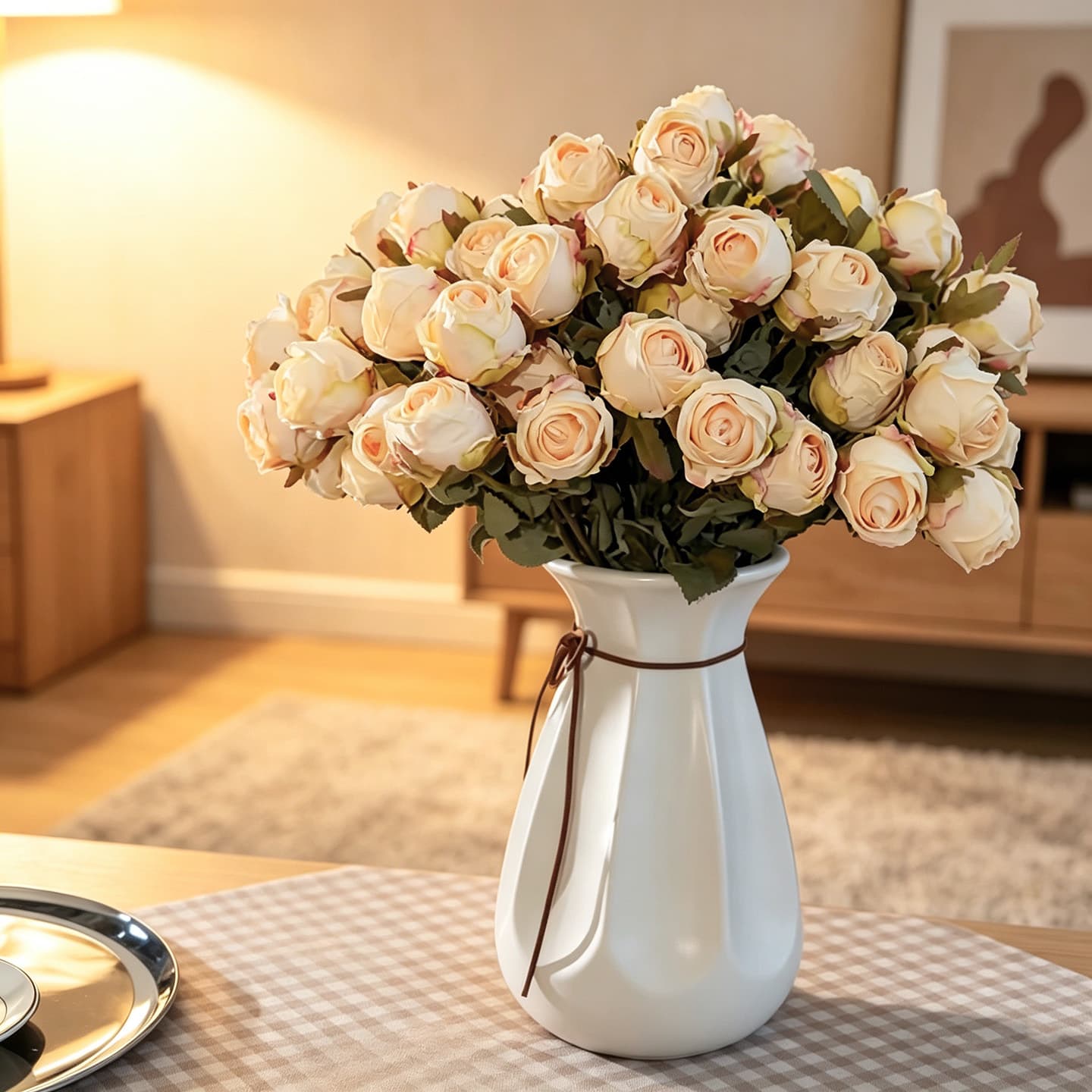 Artificial flower retro single 5-head small rose table flower home decoration hotel soft decoration cross-border best-selling fake flower