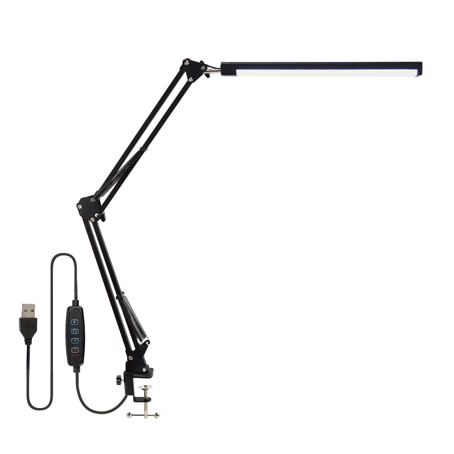 LED Foldable Long Arm Eye-Care Reading Desk Lamp USB Reading Study Desk Lamp Portable Desktop Long Arm Clip Lamp