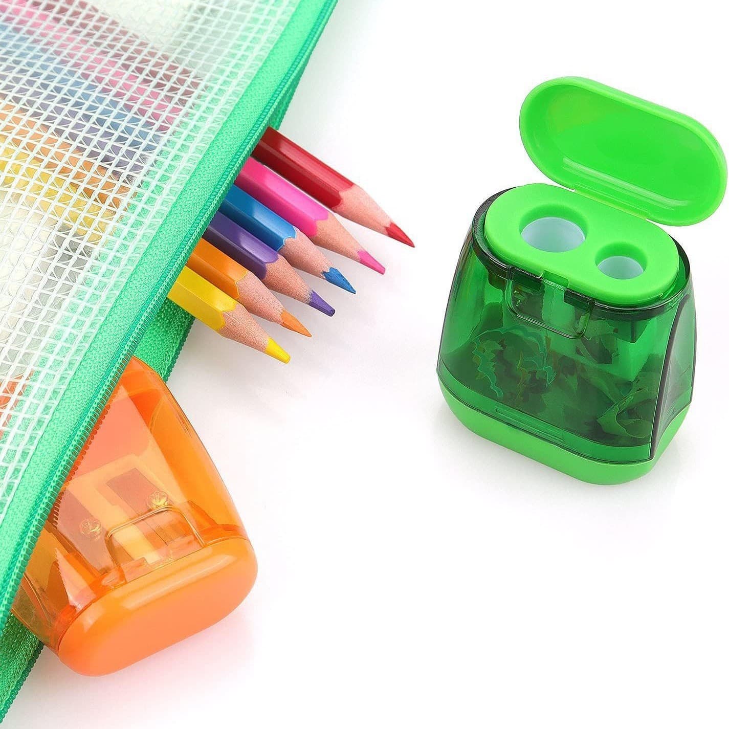 Cross-Border Dual-Hole Pencil Sharpener with Plastic Cover, Customizable Cute Children's Pencil Sharpener