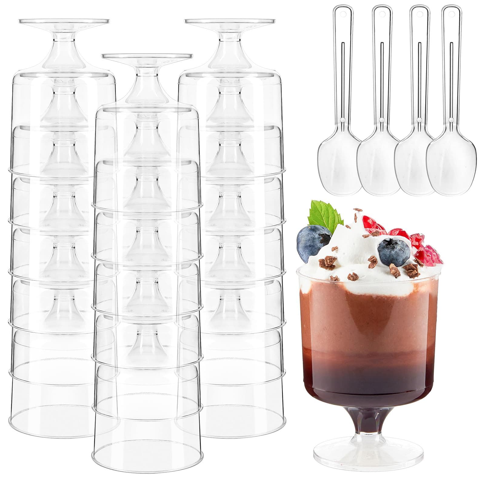 Wine Glass Mousse Cup Disposable Transparent Hard Plastic Aviation Cup Small Wine Glass Mousse Cup Pudding Cup Stemmed Glass